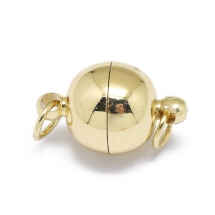 Застежка Магнитная Латунная Круглая с Колечками, Стойкое Покрытие, Позолота 24К, 15.5х10мм, Отверстие 3.5мм, Колечки 5х0.5мм, (УТ100032948)