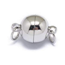 Застібка Магнітна Латунна Кругла з Кільцями, Стійке Покриття, Платина, 15.5х10мм, Отвір 3.5мм, (УТ100032950)