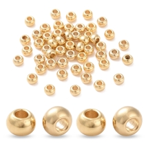 Бусины Нержавеющая Сталь Круглые, Позолота 18К, 3х2мм, Отверстие 1.2мм, (УТ100032981)