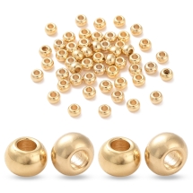 Бусины Нержавеющая Сталь Круглые, Позолота 18К, 4х3мм, Отверстие 2мм, (УТ100032982)