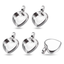 Кулон-Сеттинг Сердце под Кабошон, Латунь, Платина, 17х15х3.5мм, Внутренний 12х13мм, Отверстие 3х5мм, (УТ100032983)