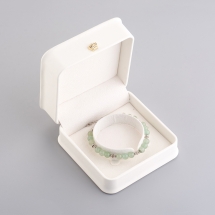 Подарочная Коробочка для Браслета, Квадратная, Искусственная Кожа, Белый, 9.6х9.6х5.3см, (УТ100033050)