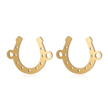 Конектор Підкова, Нержавіюча Сталь, 2 отвори, Золото, 10х13.5х0.8мм, Отвір 1мм, (УТ100033041)