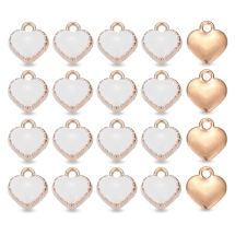 Кулон Сердце, Эмалированный, Белый/Светлое Золото, 8x7.5x2.5мм, Отверстие 1.5мм, (УТ100033056)