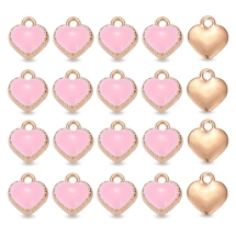 Кулон Сердце, Эмалированный, Розовый/Светлое Золото, 8x7.5x2.5мм, Отверстие 1.5мм, (УТ100033057)