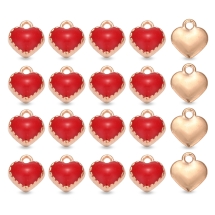 Кулон Сердце, Эмалированный, Красный/Светлое Золото, 8x7.5x2.5мм, Отверстие 1.5мм, (УТ100033058)