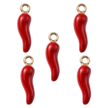 Подвеска Итальянский Рог Cornicello Эмалированная, Красная, 21х6х6mm, Отверстие 2мм, (УТ100033066)