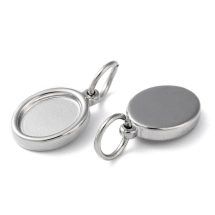 Кулон-Сеттинг Овальный под Кабошон, Нержавеющая Сталь, 12х8х2мм, Внутренний 8х6мм, Отверстие 4мм, (УТ100033075)