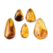 Подвески Натуральный Янтарь, Капля, 19.5-33x12-20.5x2.5-6.5мм, Отверстие 1.2мм, (УТ100033087)