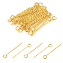 Пины с Колечком, Нержавеющая Сталь, Золото, 20х0.6мм, Отв-тие 2мм, (УТ100033128)
