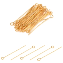 Пины с Колечком, Нержавеющая Сталь, Золото, 30х0.6мм, Отв-тие 2мм, (УТ100033130)