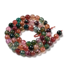 Бусины Натуральный Агат Круглые, Граненые, Микс, 6мм, Отверстие 1мм, около 58шт/34см/нить, (УТ100033150)