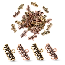 Коннектор Прямоугольный, Бижутерный сплав, 5 отверстий, Микс 22.5х12х3.5мм, Отверстие 2мм, (УТ100034381)