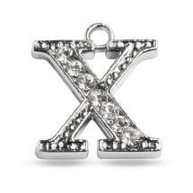 Кулон Металл со Стразами "X", Платина, 14.5х12х2.5мм, Отверстие 1.5мм, (УТ100034647)
