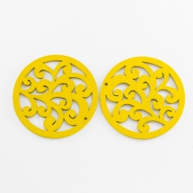 Кулон Деревянный Окрашенный, Круглый плоский, Цвет: Желтый, Размер: 50х2мм, Отв-тие 2мм, (УТ000003768)