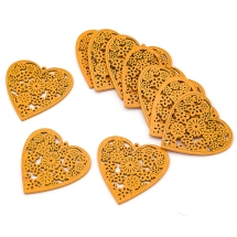 Кулон Деревянный Окрашенный, Сердце, Цвет: Оранжевый, Размер: 40х39х2мм, Отв-тие 1.5мм, (УТ000003789)