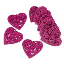 Кулон Деревянный Окрашенный, Сердце, Цвет: Фиолетовый, Размер: 40х39х2мм, Отв-тие 1.5мм, (УТ000003790)