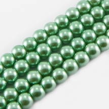 Перли Намистини Скло 4мм, Глянцеві, Круглі, Колір: Аквамарин, Діаметр: 4 мм, Отв-тя 1мм, близько 216шт / 86см / нитка, (УТ000004841)
