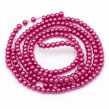 Жемчуг Бусины Стекло 4мм, Глянцевые, Круглые, Цвет: Фиолетово-красный, Диаметр: 4мм, Отв-тие 1мм, около 216шт/86см/нить, (УТ000004842)
