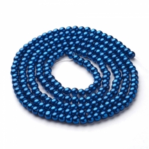 Жемчуг Бусины Стекло 4мм, Глянцевые, Круглые, Цвет: Темно-синий, Диаметр: 4мм, Отв-тие 1мм, около 216шт/86см/нить, (УТ000004870)