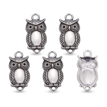 Коннектор Сова Бижутерный сплав, 2 отверстия, Цвет: Античное Серебро, Размер: 26х13х4мм, Отверстие 3мм, Пригоден под Стразы 1~2мм, (БА000001544)