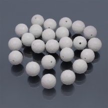 Бусины Акрил Граненые, Непрозрачные, Круглые, Цвет: Белый, Диаметр: 14мм, Отверстие 2мм, около 30шт/50г, (УТ000003585)