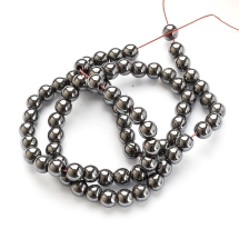 Бусины Гематит Немагнитный, на нитях, Круглые, Серый, 6мм, Отв. 1мм, около 66шт/42см/нить, (УТ000004040)