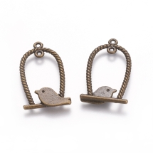 Коннектор Птица Бижутерный сплав, 2 отверстия, Цвет: Бронза, Размер: 32.5х18х1.5мм, Отверстие 1.5мм, (УТ000000622)