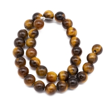 Бусины Натуральный Тигровый Глаз, на нитях, Круглые, 6мм, Отв. 1мм, около 28шт/19см/нить, (УТ000004011)