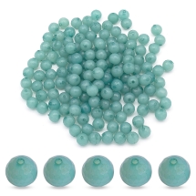 Намистини Акрилові Желейні, Грановані, Круглі, Колір: Аквамарин, Розмір: Діаметр: 8 мм, Отвір 1.5мм, близько 160шт / 50г, (УТ000005176)