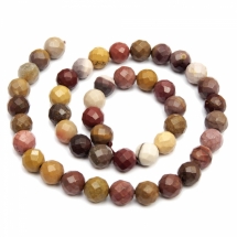 Бусины Натуральный Мукаит, На нитях, Круглые, Граненые, Цвет: Коричневый, Диаметр: 8мм, Отв. 1мм, около 46шт/нить, (УТ000005219)