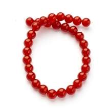 Бусины Натуральный Красный Агат/Сердолик Круглые, Класс А, 6мм, Отверстие 1мм, около 30шт/17см/нить, (УТ000005222)