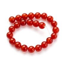 Бусины Натуральный Красный Агат/Сердолик класс А, На нитях, Круглые, 8мм, Отверстие 1мм, около 23шт/17см/нить, (УТ000005397)