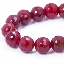 Бусины Натуральный Красный Агат/Сердолик, Круглые, Граненые, На нитях, Цвет: Красный, Размер: 8мм, Отв. 1мм, около 50шт/40см/нить, (УТ000005391)