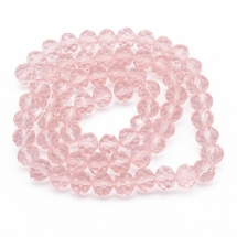 Намистини Австрійський Кришталь, Імітація, Скло Грановані, Прозорі, Рондель, Колір: Рожевий, Розмір: 10х7мм, Отв-тя 1мм, близько 72шт / 50см / нитка, (УТ000005477)