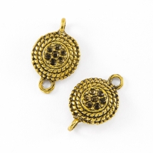 Коннектор-Сеттинг Круглый, под Стразы, 2 отверстия, Бижутерный сплав, Античное Золото, 22х13х5мм, Отв-тие:2мм, Под Стразы 1~2мм. (УТ000005556)