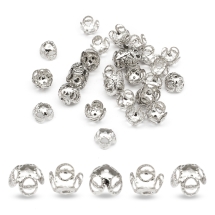 Шапочки для Бусин Железные, Цветок, Цвет: Платина, Размер: 8х8х5мм, Отверстие 1мм, (УТ000005640)