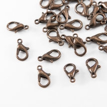 Застібка Карабін-Лобстер, Метал, Колір: Мідь, Розмір: 14х8мм, Отвір 2мм, (УТ000005771)