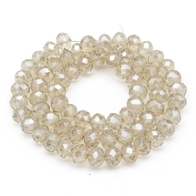 Бусины Австрийский Хрусталь, Имитация, Стекло Граненые, Прозрачные, Рондель, Бежевый, 10х7мм, Отв-тие 1мм, около 66шт/50см/нить (УТ000005793)