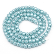 Жемчуг Бусины Стекло 4мм, Глянцевые, Круглые, Цвет: Циан, Диаметр: 4мм, Отв-тие 1мм, около 216шт/86см/нить, (УТ000005878)