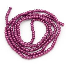 Жемчуг Бусины Стекло 4мм, Глянцевые, Круглые, Цвет: Вишневый, Диаметр: 4мм, Отв-тие 1мм, около 216шт/86см/нить, (УТ000005883)