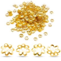 Шапочки для Бусин Железные, Цветок, Цвет: Золото, Размер: 8х2мм, Отверстие 1.2мм, около 330шт/20г, (УТ000005915)