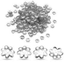 Шапочки для Бусин Железные, Цветок, Цвет: Платина, Размер: 8х2мм, Отверстие 1.2мм, около 330шт/20г, (УТ000005916)