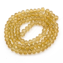 Бусины Австрийский Хрусталь, Имитация, Стекло Граненые Прозрачные, Рондель, Золотистый светлый, 6х4мм, Отв.1мм, ок. 92шт/36см/нить (УТ000004378)