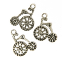 Кулон Велосипед, Металл, Цвет: Античное Серебро, Размер: 31х27х2мм, Отверстие 2мм, Пригоден под Стразы 1мм. (УТ000006155)