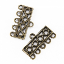 Коннектор Прямоугольный Бижутерный сплав, 6 отверстий, Цвет: Бронза, Размер: 14х24х2мм, Отверстие 3мм, (УТ000006488)