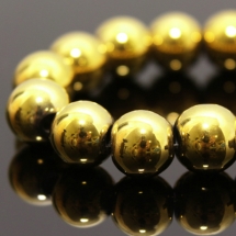 Бусины Гематит Магнитный с Золотистым покрытием, На нитях, Круглые, Золотистый, 8мм, Отверстие 1мм, около 54шт/432см/нить (УТ000006582)