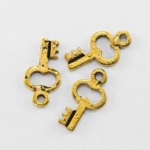 Кулон Ключ, Метал, Колір: Античне Золото, Розмір: 17х9х1мм, Отвір 1.5мм, (УТ000006572)