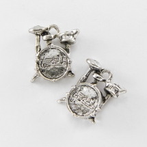 Кулон Барабан, Металл, Цвет: Античное Серебро, Размер: 16х14.5х5мм, Отверстие 2мм, (УТ000006617)