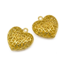 Кулон Сердце, Металл, Цвет: Золото, Размер: 35х34.5х11мм, Отверстие 3.5мм, (УТ000003252)